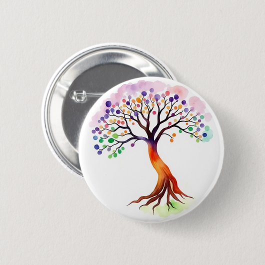 Levensboom Ronde Button 5,7 Cm (Voorkant /achterkant)