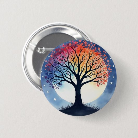 Levensboom Ronde Button 5,7 Cm (Voorkant /achterkant)