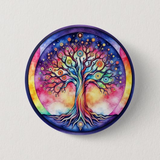 Levensboom Ronde Button 5,7 Cm (Voorkant)