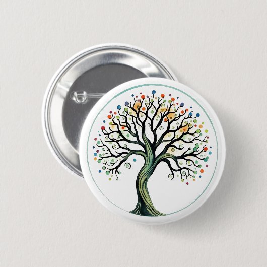 Levensboom Ronde Button 5,7 Cm (Voorkant /achterkant)