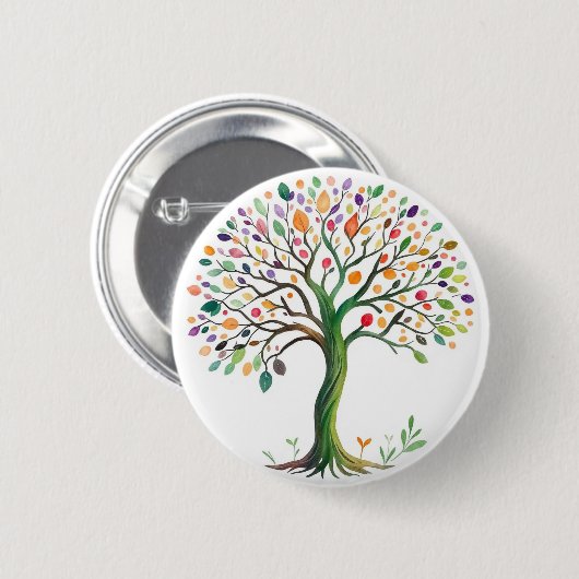 Levensboom Ronde Button 5,7 Cm (Voorkant /achterkant)