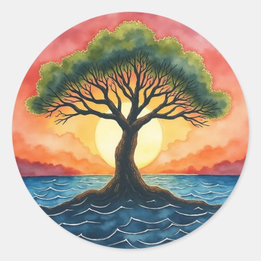 Levensboom Ronde Sticker (Voorkant)