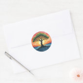 Levensboom Ronde Sticker (Envelop)