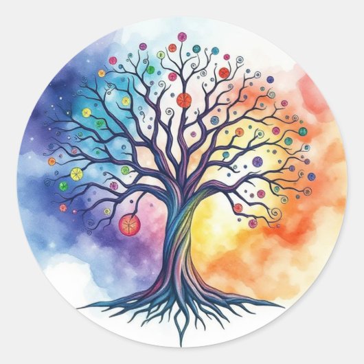 Levensboom Ronde Sticker (Voorkant)