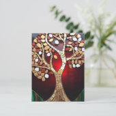 Levensboom Rood Goud Gloed Platte Kerstkaart  (Staand voorkant)