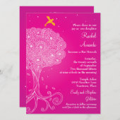  levensboom roze bat Mitzvah Kaart (Voorkant / Achterkant)