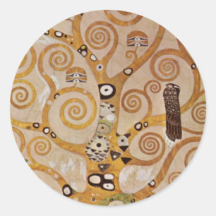 Levensboom van Gustav Klimt, gestileerde Art Nouve Ronde Sticker