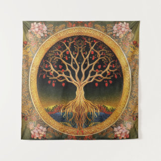 Levensboom van kedoki Floral  borduurwerk Wandkleed