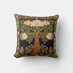 Levensboom van kedoki floral tapestry bordedie kussen