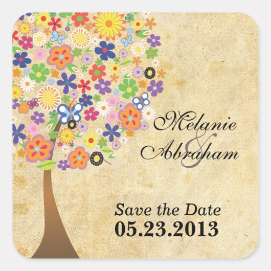 Levensboom Vierkante Sticker (Voorkant)