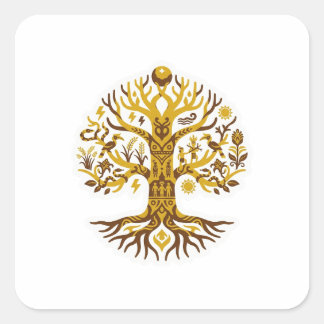 Levensboom Vierkante Sticker