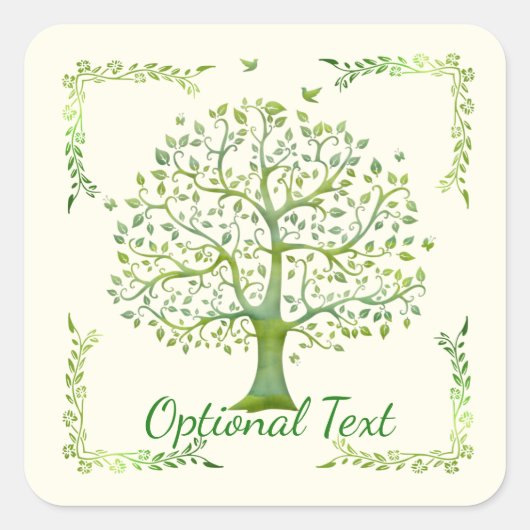 Levensboom Vierkante Sticker (Voorkant)