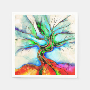 Levensboom - waterverf, inkt en goud servet