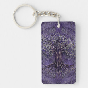 Levensboom - Yggdrasil Amethyst en zilver Sleutelhanger