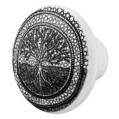 Levensboom - Yggdrasil- Dot Art Grayscale Keramische Knop (Rechts)
