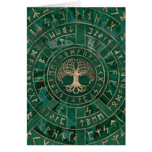 Levensboom - Yggdrasil en Futhark - Malachite (Voorkant)