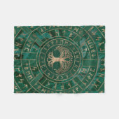 Levensboom - Yggdrasil en Futhark - Malachite Fleece Deken (Voorkant (Horizontaal))