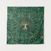 Levensboom - Yggdrasil en Futhark - Malachite Wandkleed (Voorkant)