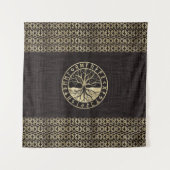 Levensboom - Yggdrasil en Looppas op hout Wandkleed (Voorkant)