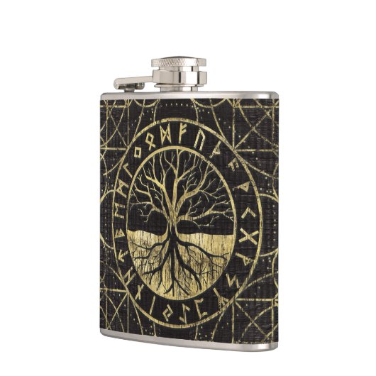 Levensboom - Yggdrasil en Runes Heupfles (Links)