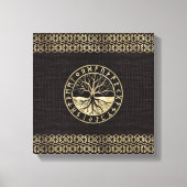 Levensboom - Yggdrasil en Runes op hout Canvas Afdruk (Voorkant)