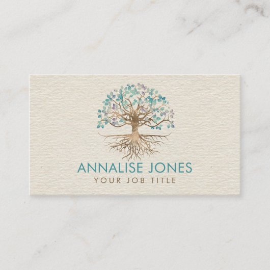 Levensboom - Yggdrasil - Goud en geverfd leder Visitekaartje (Voorkant)