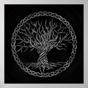 Levensboom - Yggdrasil -grayscale Poster