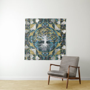 Levensboom - Yggdrasil - Marmer en Gold Wandkleed