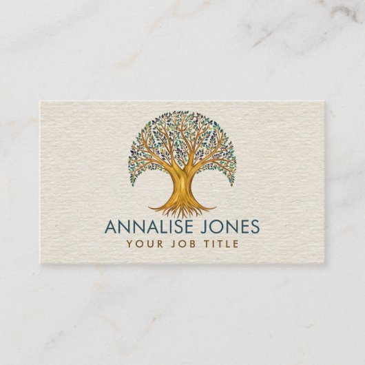 Levensboom - Yggdrasil - Marmer- en goudbladeren Visitekaartje (Voorkant)