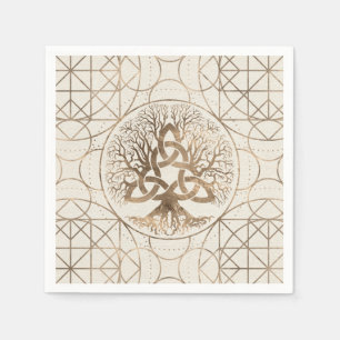 Levensboom - Yggdrasil met Triquetra Pastel Gold Servet