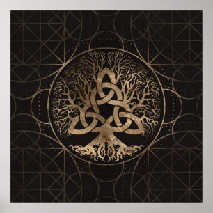 Levensboom - Yggdrasil met Triquetra Poster