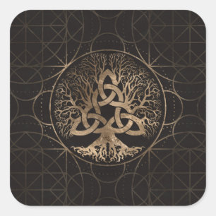 Levensboom - Yggdrasil met Triquetra Vierkante Sticker
