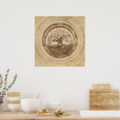 Levensboom - Yggdrasil Pastel Gold Poster (Keuken)