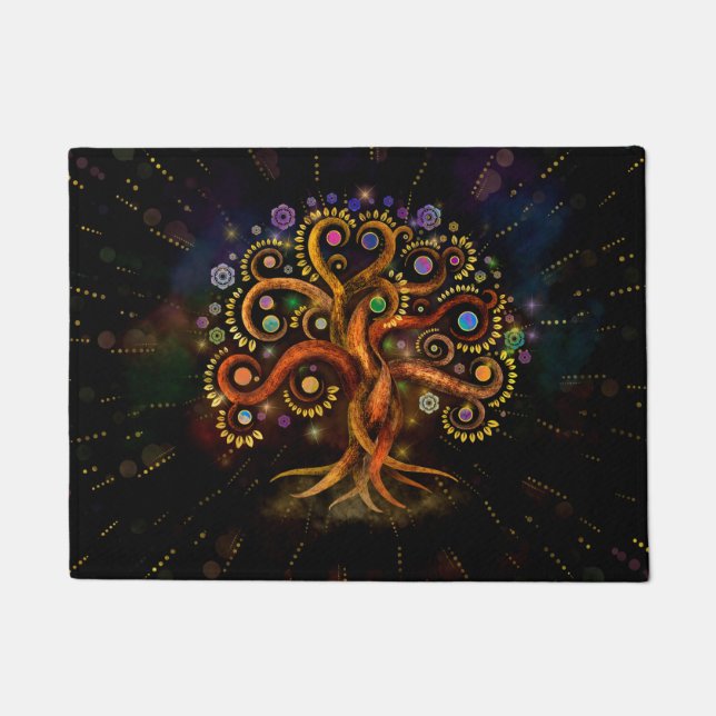 Levensboom - Yggdrasil - Regenboogwervelkolom Deurmat (Voorkant)