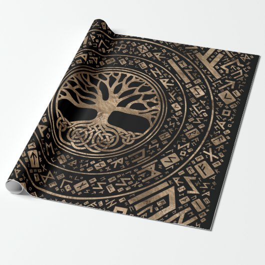 Levensboom - Yggdrasil Runic Pattern Cadeaupapier (Uitgerold)