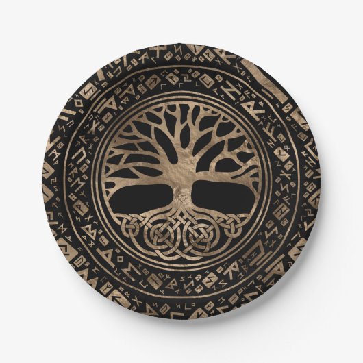Levensboom - Yggdrasil Runic Pattern Papieren Bordje (Voorkant)