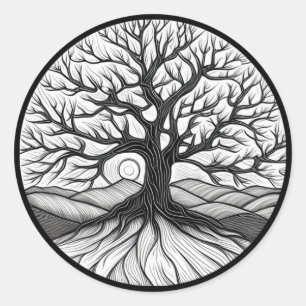 Levensboomstickers Ronde Sticker