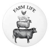 Levensdieren in boerderij keramische knop (Voorkant)