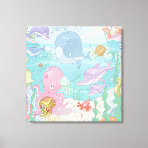 Levensdoek voor Cartoons Zee van kinderen Canvas Afdruk