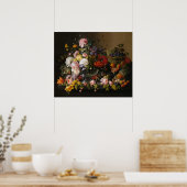 Levensduur bloemen en fruit door Severin Roesen Poster (Keuken)