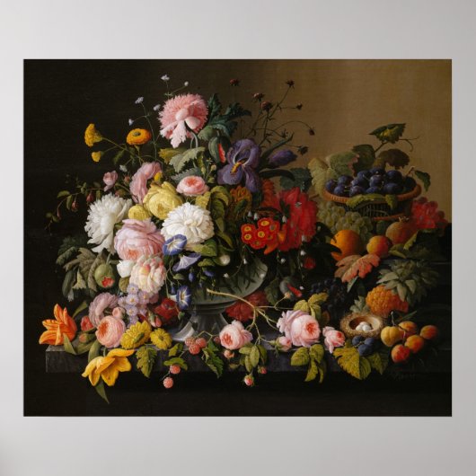 Levensduur bloemen en fruit door Severin Roesen Poster (Voorkant)