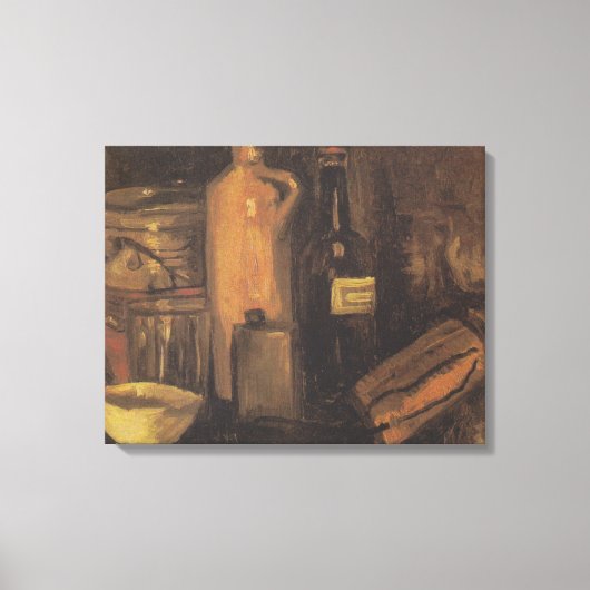 Levensduur met aardewerk glas bier en bot canvas afdruk (Voorkant)