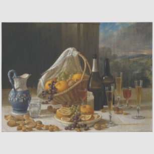 Levensduur met fruit en wijn tissuepapier