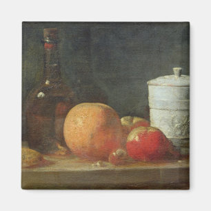 Levensduur met fruit- en wijnflesjes magneet