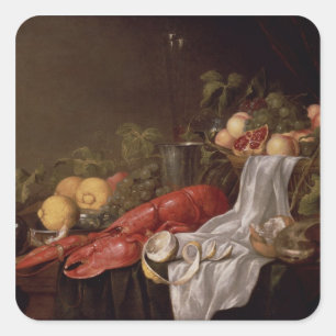 Levensduur van fruit en kreeft vierkante sticker