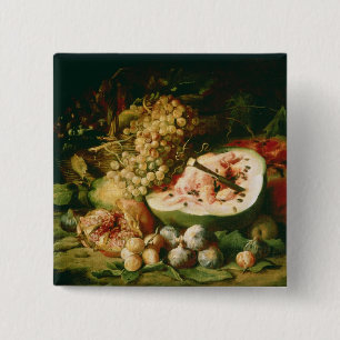 Levensduur van fruit op een rand vierkante button 5,1 cm