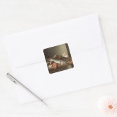 Levensduur van vissen op tafel vierkante sticker (Envelop)