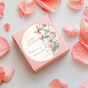 Levensduur van Vlinders bloem bruiloft favor Ronde Sticker