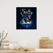 Levensduur zout ~ Anchor en mermaid Zee Poster (Keuken)