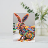 Levensecht mooi papier quilling konijn feestdagenkaart (Staand voorkant)
